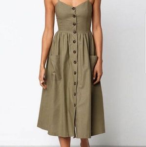Midi olive button down dress